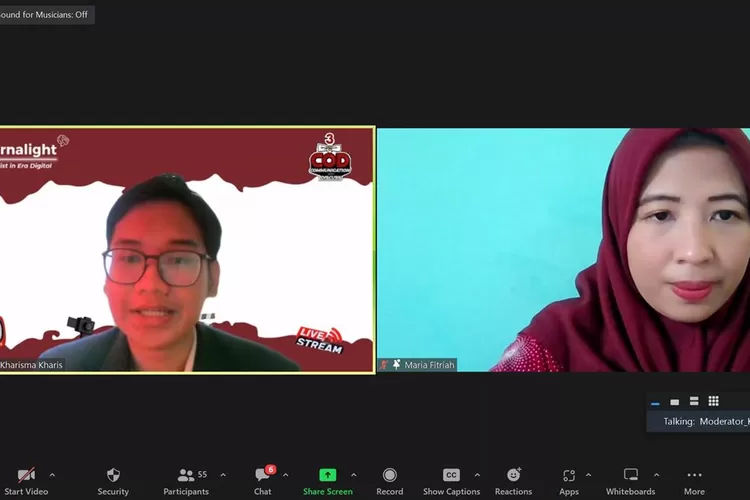 Diskusi daring yang digelar Himakom FISIP Unida Bogor. (Unida)