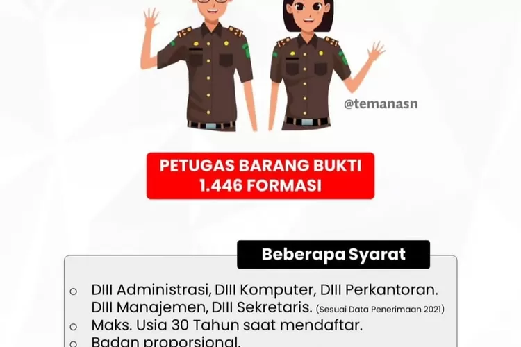 Lulusan sarjana muda berpeluang jadi pegawai kejaksaan. Fomasi yang tersedia lumayan banyak mencapai 1.446 (tangkapan layar instagram @kejaksaan)