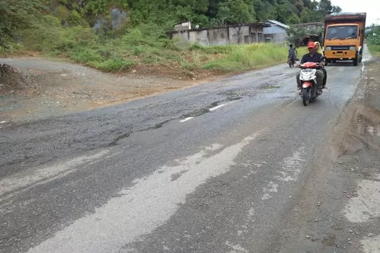 Jalan Raya Lintas Provinsi, Desa Cot Mane, Jeumpa menuju Blangpidie berlubang