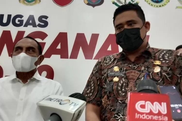 Gubenur Sumatera Utara Edy Rahmayadi bersama Wali Kota Medan Bobby Nasution.