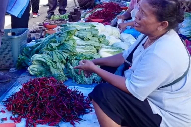Harga cabai merah di pasar tradisional Gunungtua, kecamatan Padang Bolak mencapai Rp90.000,- perkilo, Kamis (16/06).(REALITAS) 