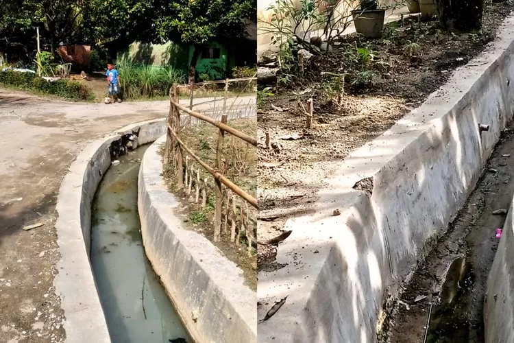 Terlihat dalam gambar proyek lening yang baru selesai dikerjakan sudah hancur. {foto realitasonline.id/MA)