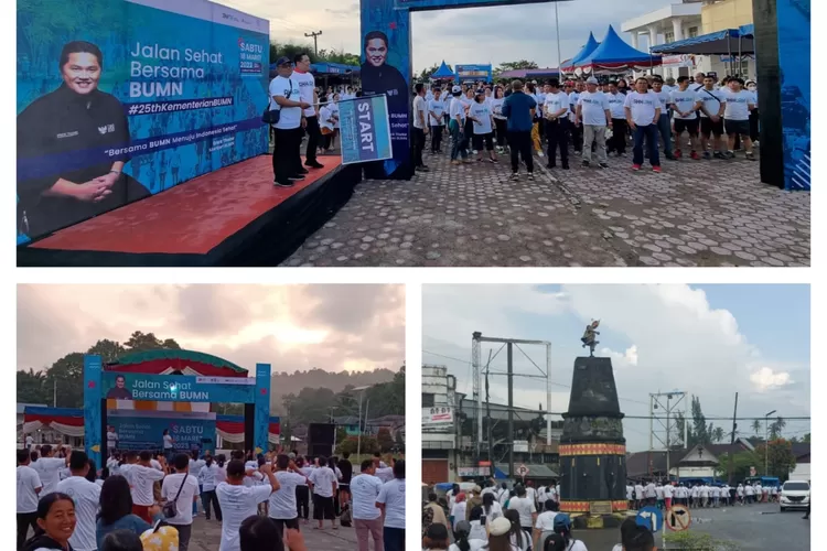 Start jalan sehat HUT 25 BUMN di Nias. (Ist)