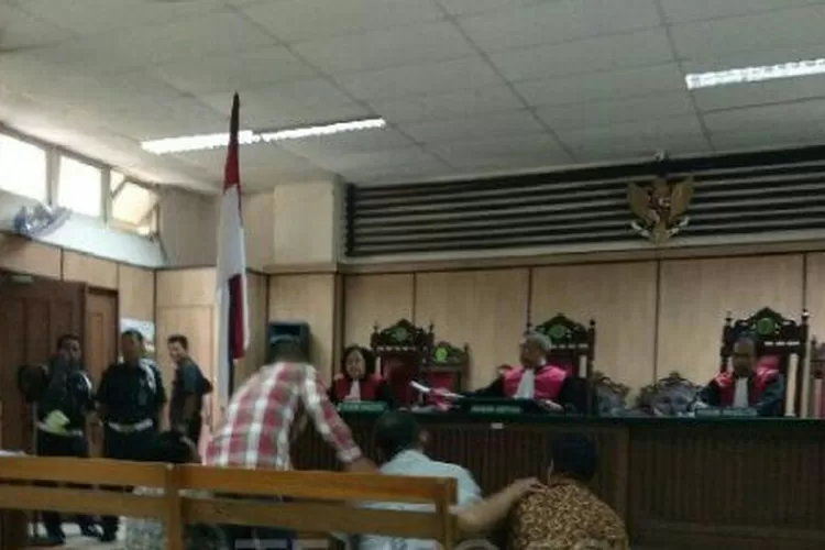 Lima.terdakwa kasus penggelembungan suara di tuntut bebas di PN.Jakarta Utara, Rabu (24/7/2019).
