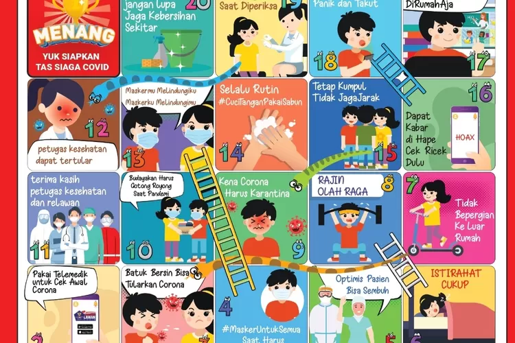 Salah satu format mainan anak-anak: ular tangga adalah bagian pendekatan pengajaran “Safe Steps Kids” dengan metode interaktif, santai, dan kaya informasi sekalipun di  masa pandemi Covid-19 (Ist)