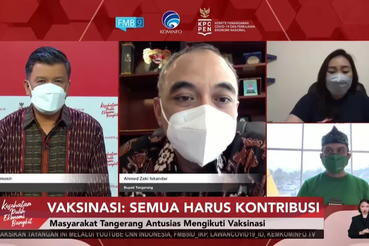 Bupati Tangerang Ahmed Zaki Iskandar menjadi nara sumber Dialog Produkti Percepatan Vaksinasi di daerah Kamis(18/3/2021).
