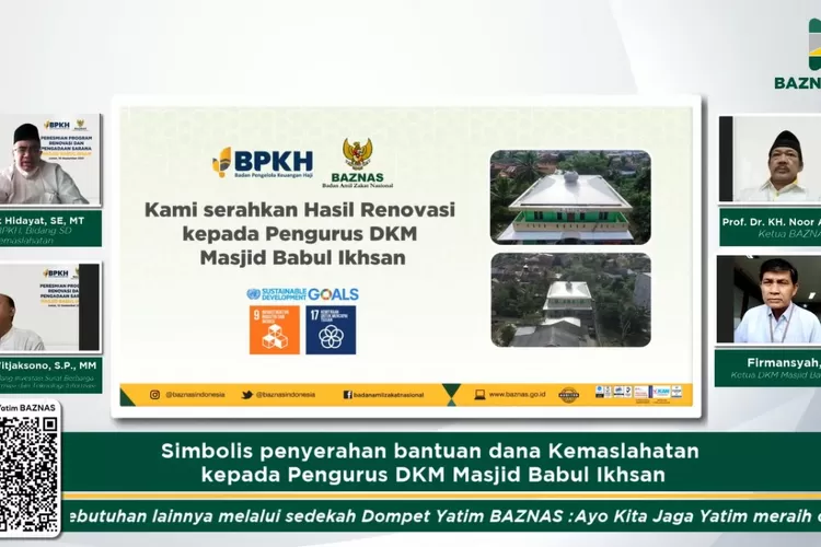 Acara Penyerahan dana BPKH melalui Baznas  untuk renovasi masjid Babul Ihsan Palermbang. 