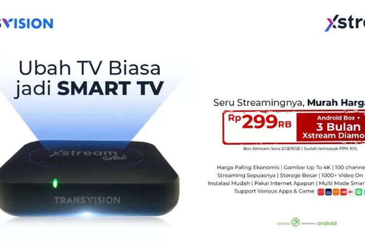 Kini semua lapisan masyarakat dapat menikmati Transvision Xstream Seru! yang dibandrol seharga Rp 299.000,