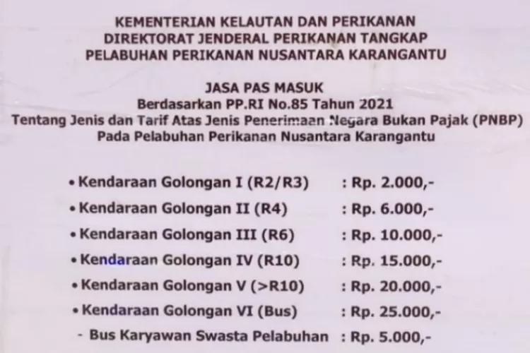Tarif pembaharuan masuk Pantai Gope Kota Serang