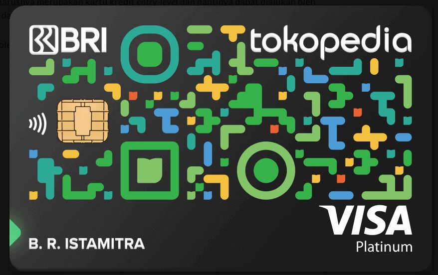 Tawarkan beragam benefit, PT Bank Rakyat Indonesia (Persero) Tbk berkolaborasi dengan PT Tokopedia resmi meluncurkan Tokopedia Card, kartu kredit co-branding yang juga didukung oleh jaringan Visa. Pengajuan kartu kredit Tokopedia Card juga bisa dilakukan via aplikasi dengan memanfaatkan big data.