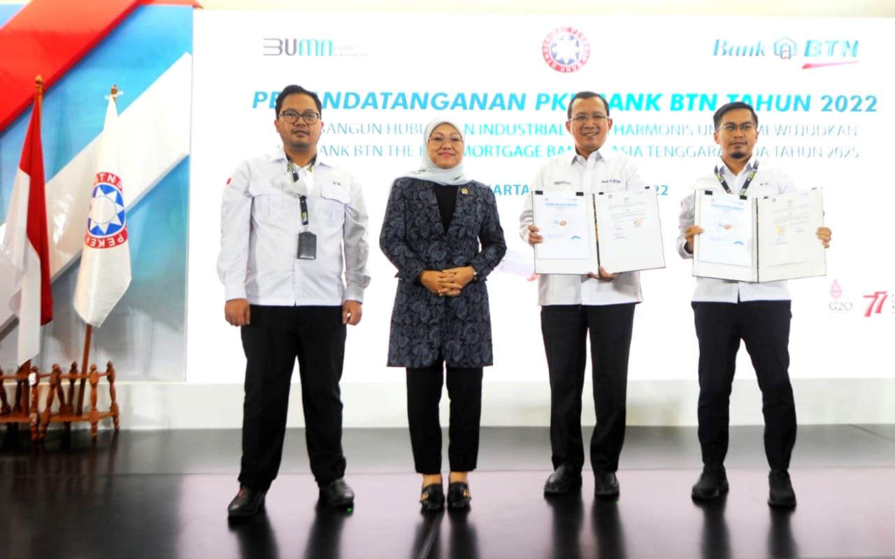 Menteri Ketenagakerjaan (Menaker) Ida Fauziyah mengapresiasi penandatanganan Perjanjian Kerja Bersama (PKB) antara Manajemen dan Serikat Pekerja (SP) PT. Bank Tabungan Negara (Persero) Tbk (BTN) yang dilakukan relatif cukup singkat.