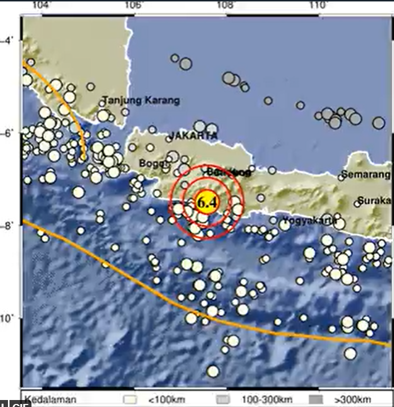 Gempa Guncnag Garut berkekuatan M 6,4 (Tangkap layar Twitter @infoBMKG)
