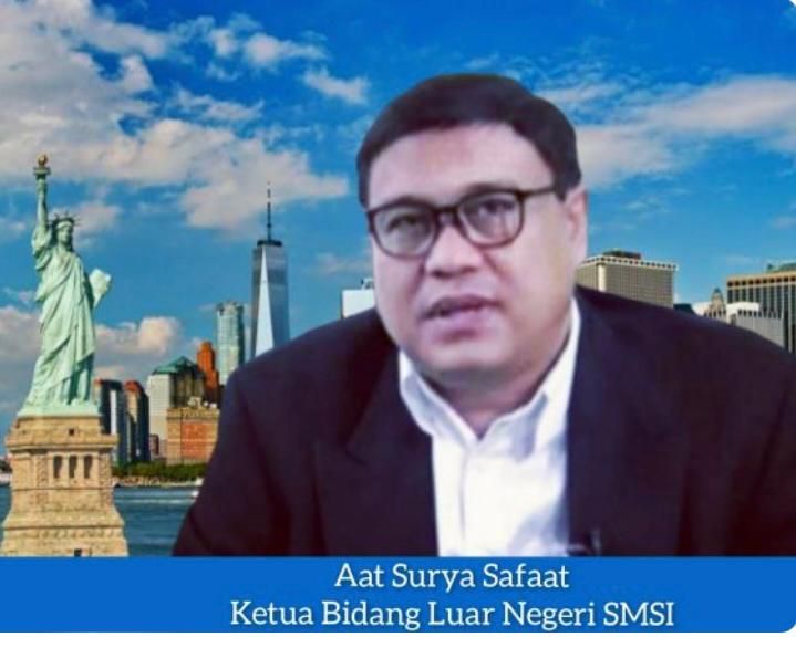 Aat Suchayat (Ketua Bidang Luar Negeri Serikat Media Siber Indonesia/SMSI)/ft:ist