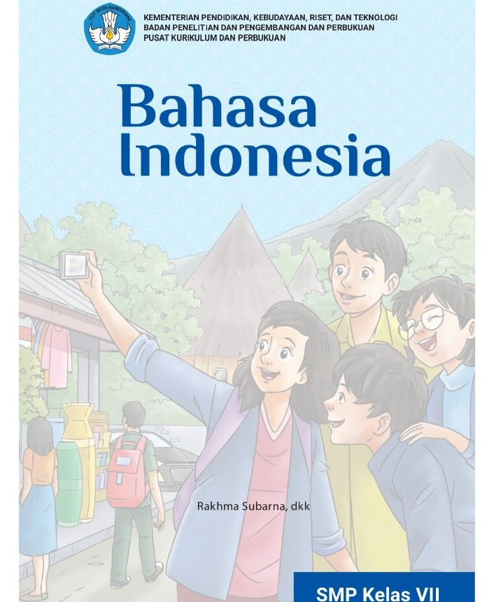 Gambar sampul buku Bahasa Indonesia Kelas 7 SMP Kurikulum Merdeka. 