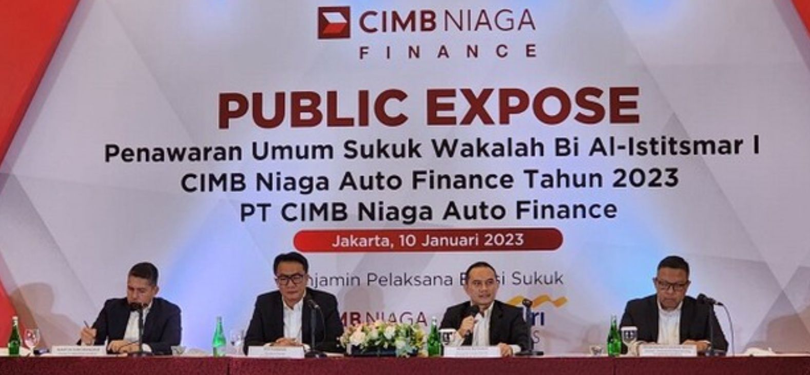 PT CIMB Niaga Auto Finance (CIMB Niaga Finance) menerbitkan penawaran umum Sukuk Wakalah Bi Al-Istitsmar I CIMB Niaga Auto Finance Tahun 2023 dengan jumlah dana modal investasi sebanyak-banyaknya sebesar Rp1 triliun pada 10 Januari 2023.