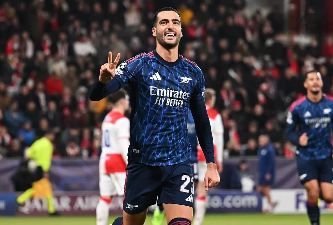 Mikel Merino rayakan gol keduanya saat Arsenal tundukkan Slavia Praha 3-0 di Liga Champions. (Foto: Instagram @arsenal)