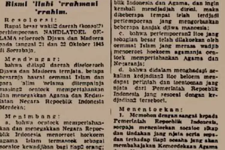 Merinding, Begini Isi Teks Resolusi Jihad Yang Menjadi Cikal Bakal Hari ...