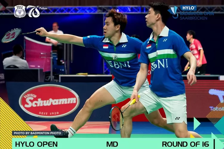 Hasil pertandingan babak 16 besar Hylo Badminton Open 2021, ganda putra Indonesia vs ganda putra Belanda (Instagram/@badminton.ina)