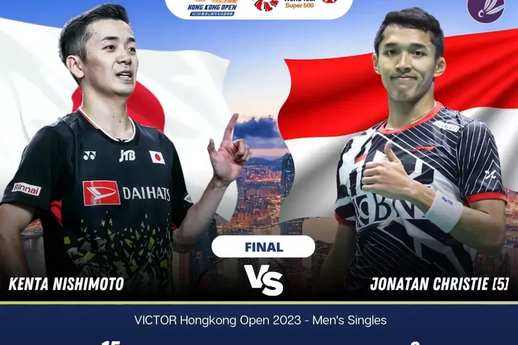 Head to Head Jonatan Christie Vs Kenta Nishimoto, Jelang Final Hongkong Open 2023 (instagram @badmintonlovers)