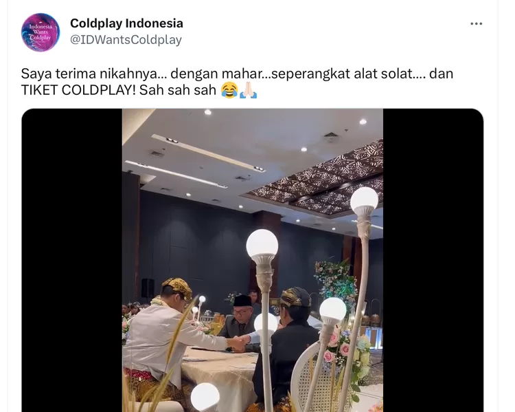 Tiket Konser Coldplay jadi mahar
