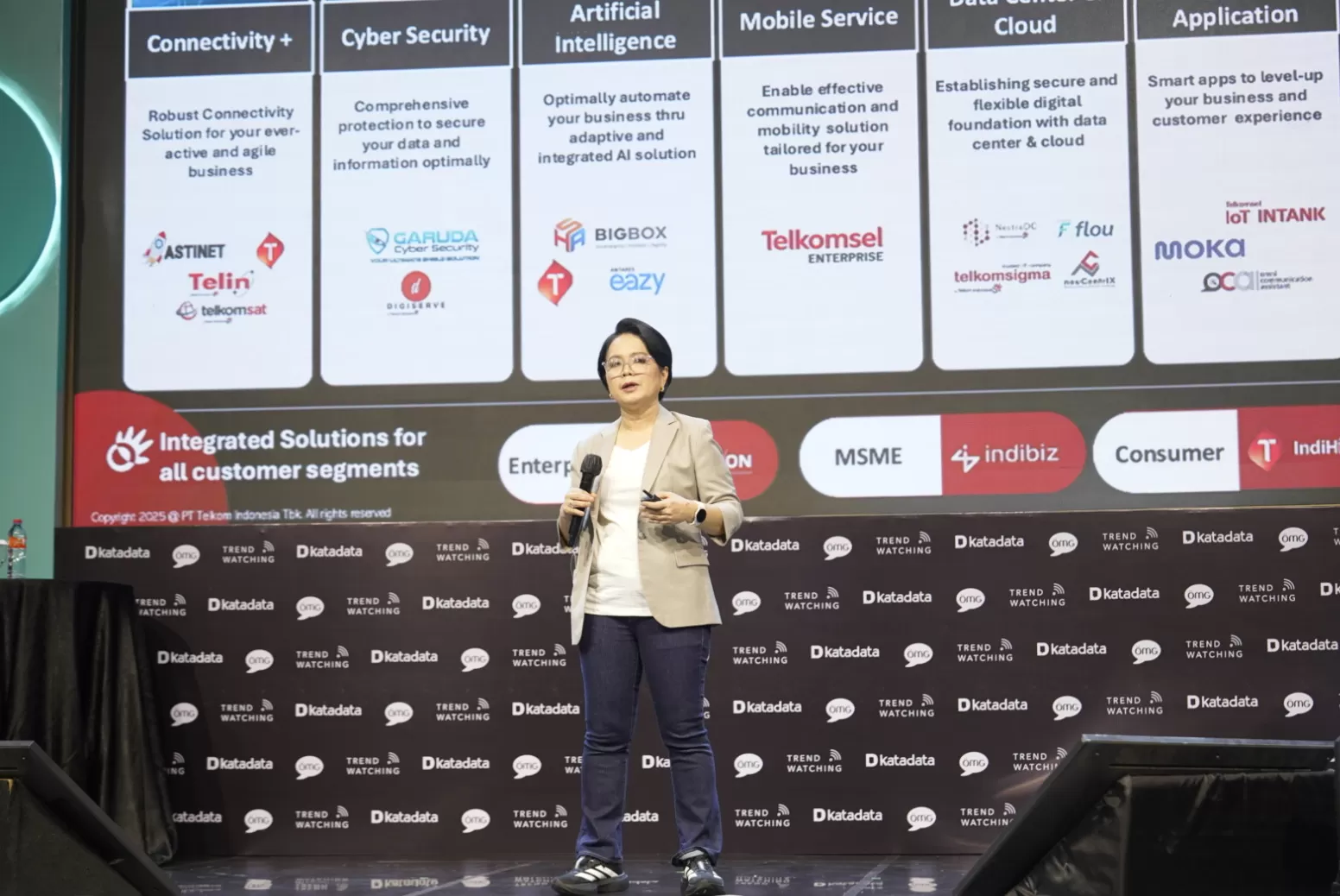 Direktur Enterprise & Business Service Telkom, Veranita Yosephine, dalam Trend Maker Summit 2025, Jimbaran (27/11).