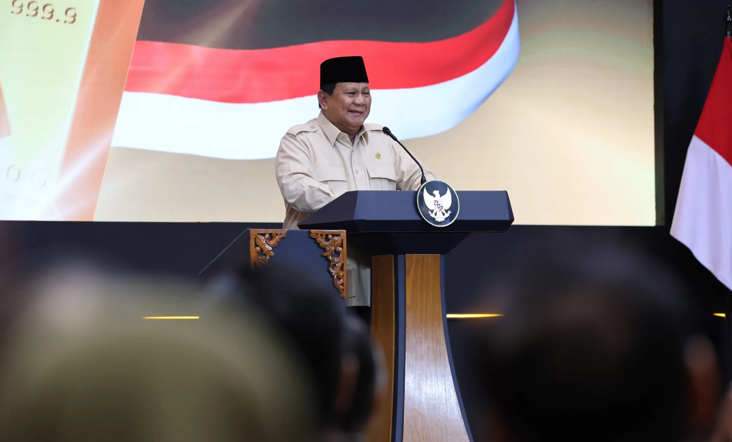 Presiden Prabowo saat Peresmian Layanan Bank Emas Pegadaian dan Bank Syariah Indonesia di The Gade Tower, Jakarta.
