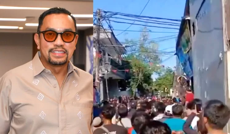 Massa menuju rumah Ahmad Sahroni. (TikTok)