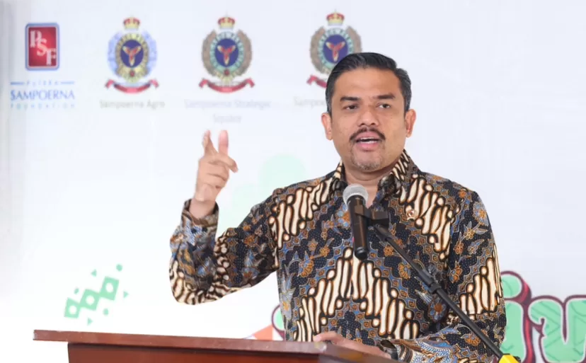 Menteri UMKM Maman Abdurrahman saat membuka Sampoerna Festival UMKM 2025 di The Atrium Sampoerna Strategi Square, Jakarta.
