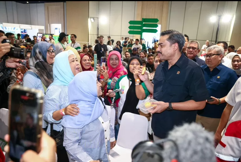 Menteri UMKM Maman Abdurrahman saat menghadiri acara Rekrutmen Mitra Digital &ldquo;Menjadi Pengusaha UMKM bersama Grab-OVO&rdquo; di Jakarta, Selasa, 17 Juni 2025.