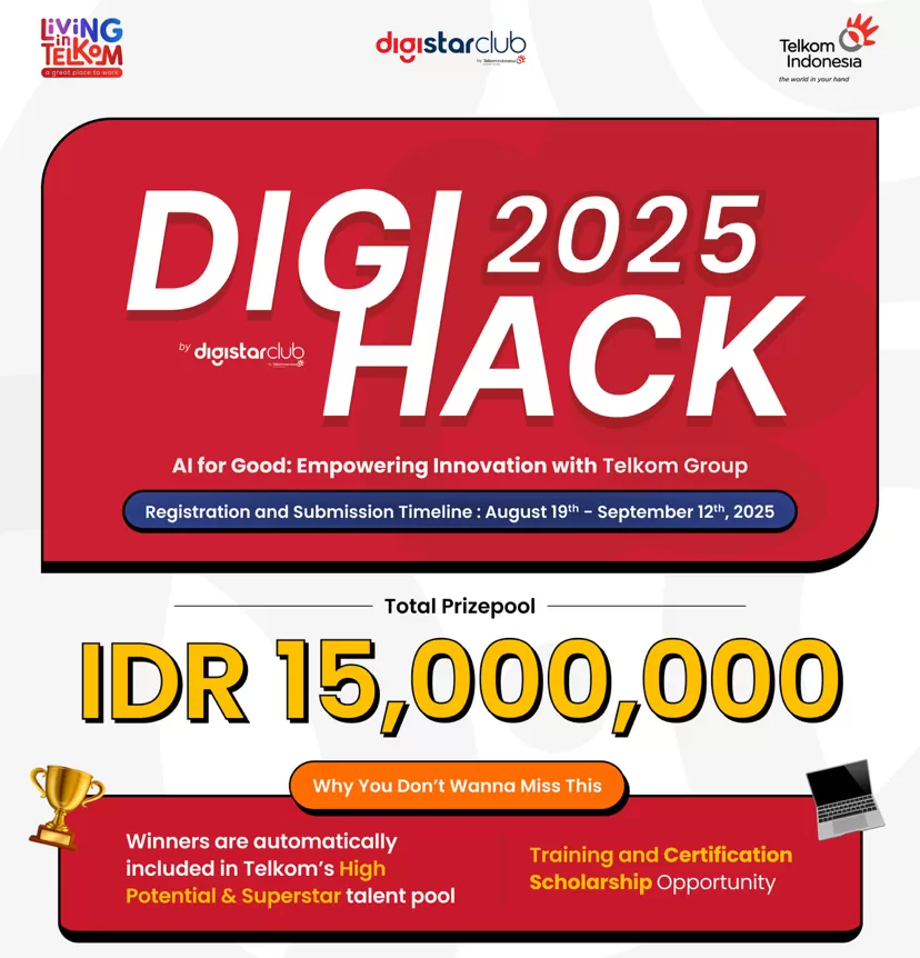 Telkom resmi meluncurkan DigiHack 2025, ajang kompetisi hackathon nasional bertema &ldquo;AI for Good, Empowering Innovation with Telkom Group&rdquo;.