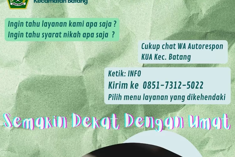 KUA Kecamatan Batang Semakin Dekat dengan Umat Melalui Fitur WA Autorespon