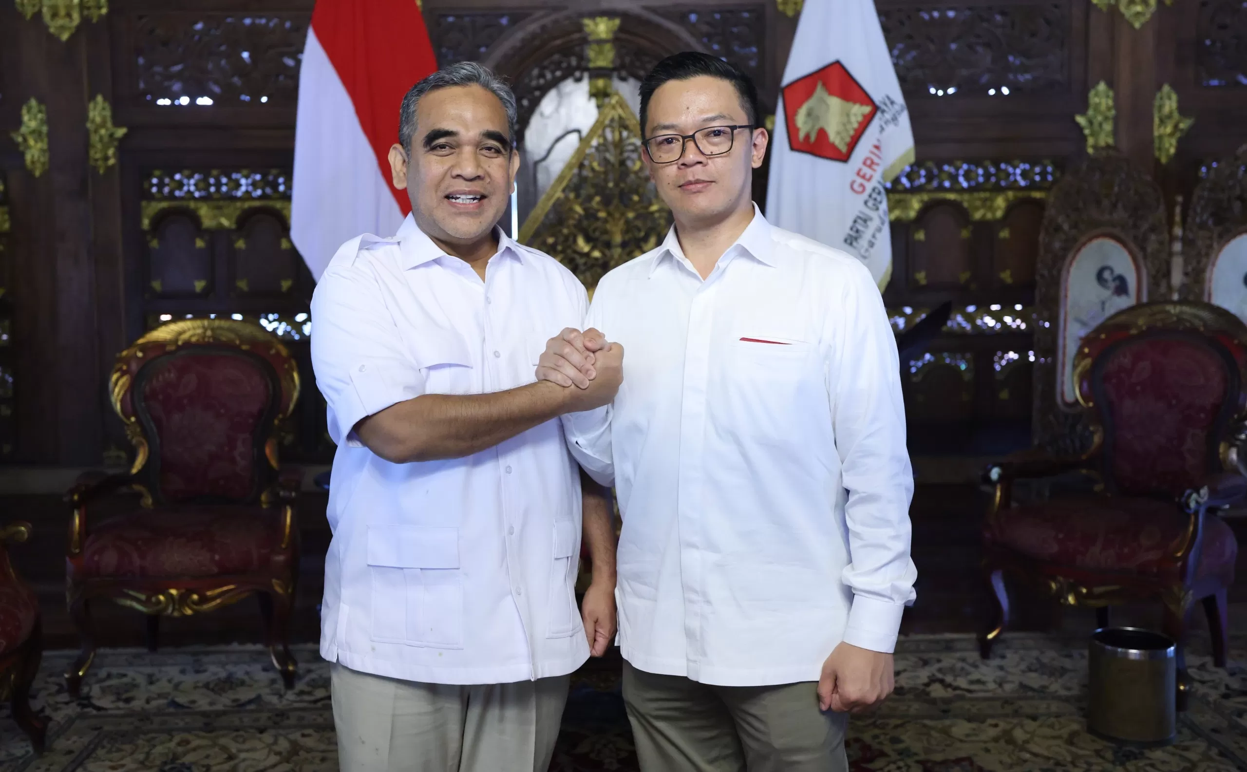 Sekretaris Jenderal Partai Gerindra periode 2025-2030 Sugiono bersama Ahmad Muzani.