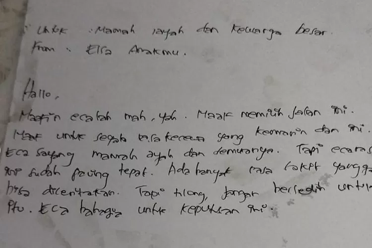 Terungkap Isi Surat 4 Pesan Terakhir Mahasiswa Udinus Yang Ditemukan ...