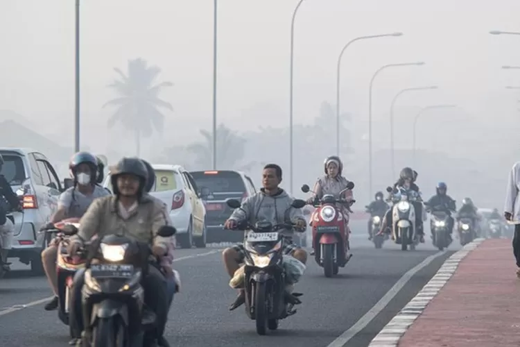 Kabut asap menyelimuti Palembang yang menyebabkan jam sekolah dipangkas.