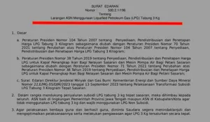 ASN Dilarang Gunakan LPG 3 Kg, Ini Alasannya