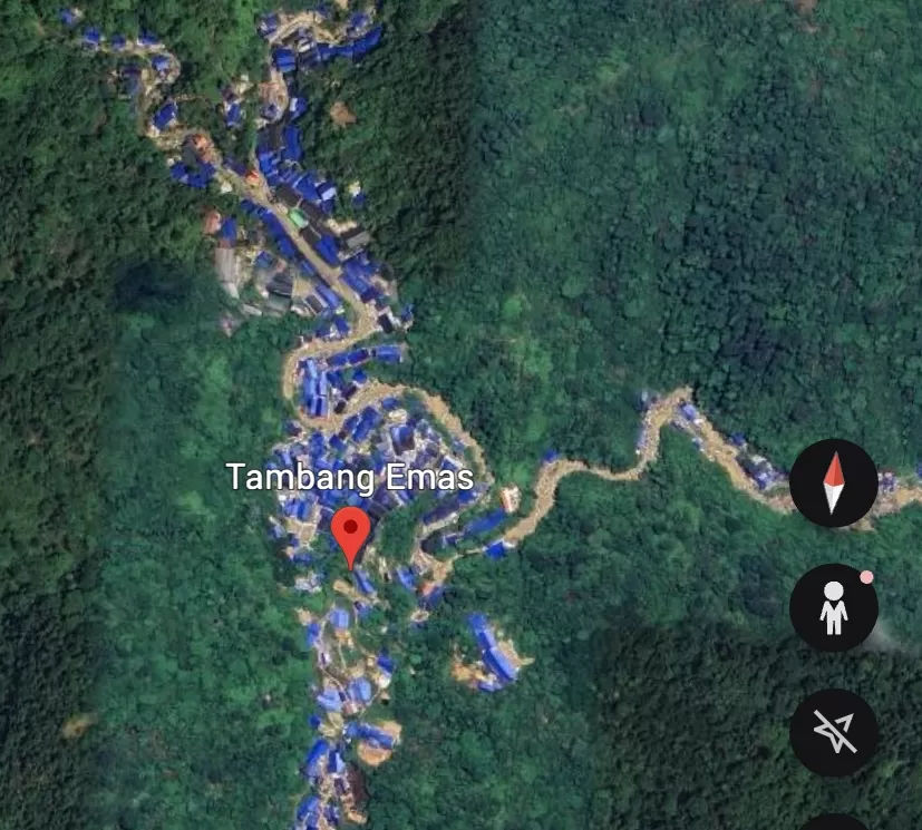 Citra satelit memperlihatkan tenda penambang ilegal kepung kawasan Gunung Halimun Salak, Jawa Barat.