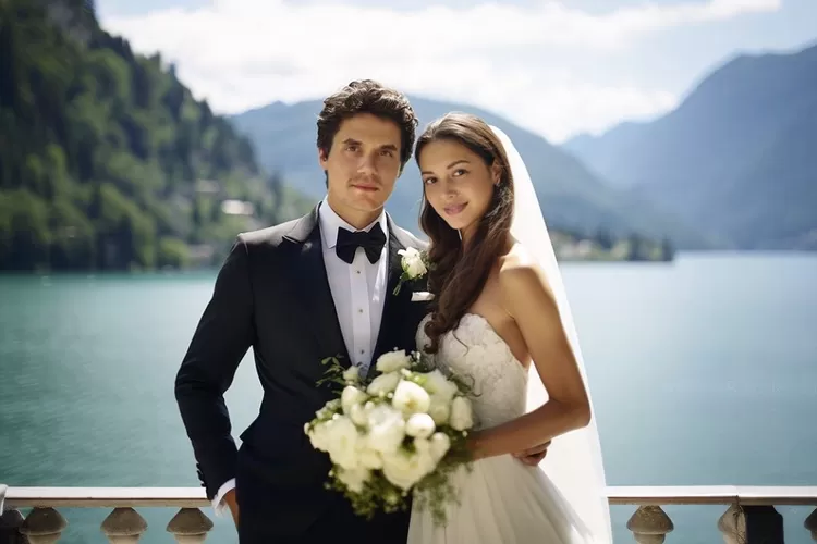 Foto editan pernikahan Aurelie Moeremans dan John Mayer (Instagram @aurelie)