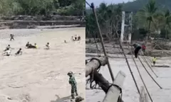 Perjuangan Salurkan Bantuan, Sejumlah Relawan Jatuh dan Hanyut di Sungai saat Tali Jembatan Desa Reje Payung Aceh Tengah