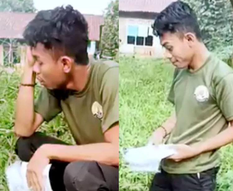 Fahmi Husaeni membakar undangan. Foto/Youtube