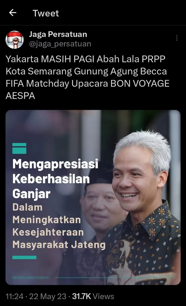 Numpang trending? Potret Ganjar Pranowo seliweran di Twitter di tengah isu  video syur diduga Rebecca Klopper - Hops ID