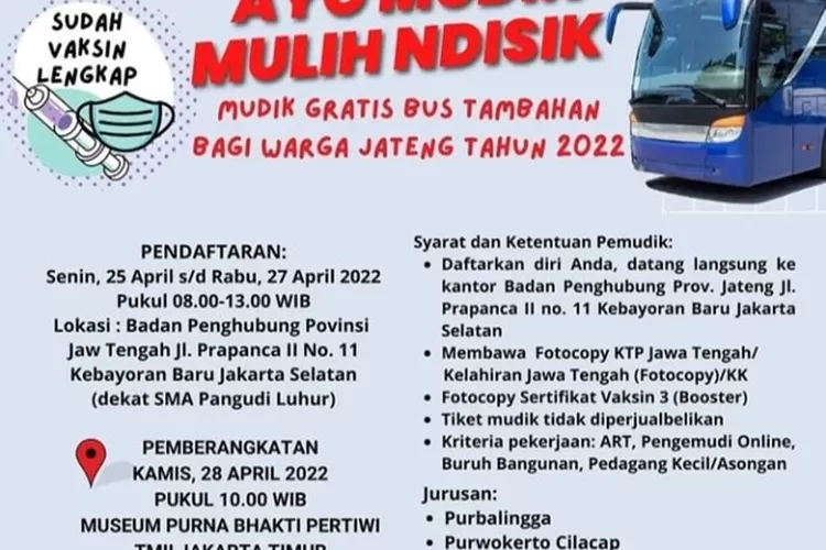 Mudik gratis Jateng (gorajuara.com/Instgaram @penghubungjateng)