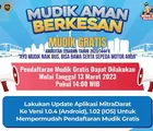 Buruan Daftar Mudik Gratis Bersama Kemenhub, Ini syarat dan ketentuannya, pendaftaran ditutup 3 Mei 2023!