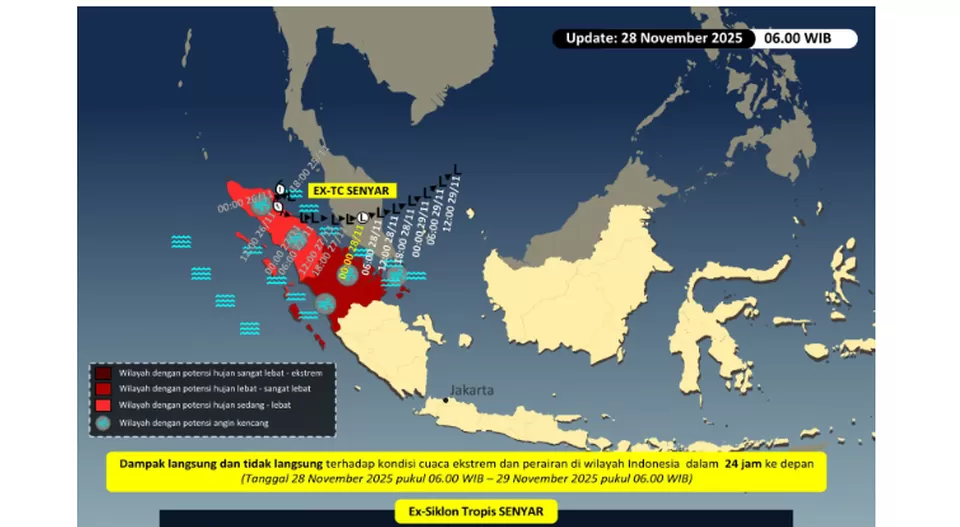 Siklon Tropis Senyar di Sumatera Indonesia (foto: dok. BMKG)