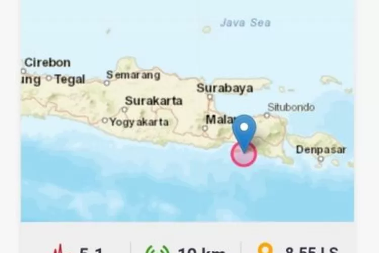 Gempa bumi bermagnitudo 5,1 berpusat di Jember. (ANTARA/HO-BMKG)