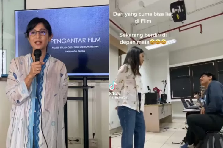 Dian Sastro jadi dosen tamu, bikin netizen pengen kuliah lagi. (Foto kolase Instagram.com/therealdianstr/ TikTok fikrigansbat)