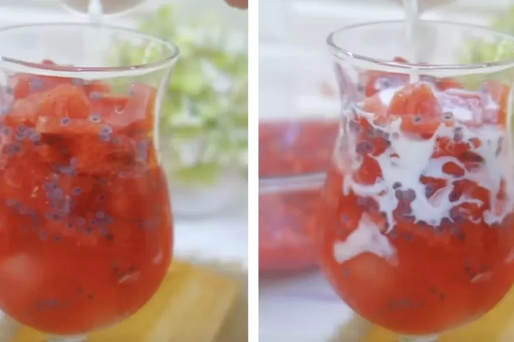 Es Semangka Cocopandan Homemade untuk buka puasa Ramdhan 2023 (Tiktok @halalfoodkuliner )