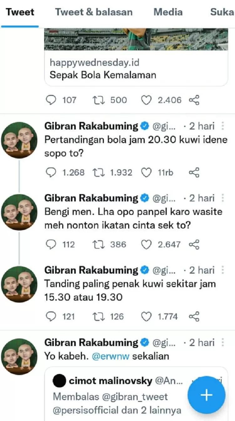 cuitan twitter Gibran Rakabuming