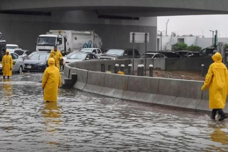 Salah sati titik banjir yang menggenangi Kota Jeddah, Arab Saudi