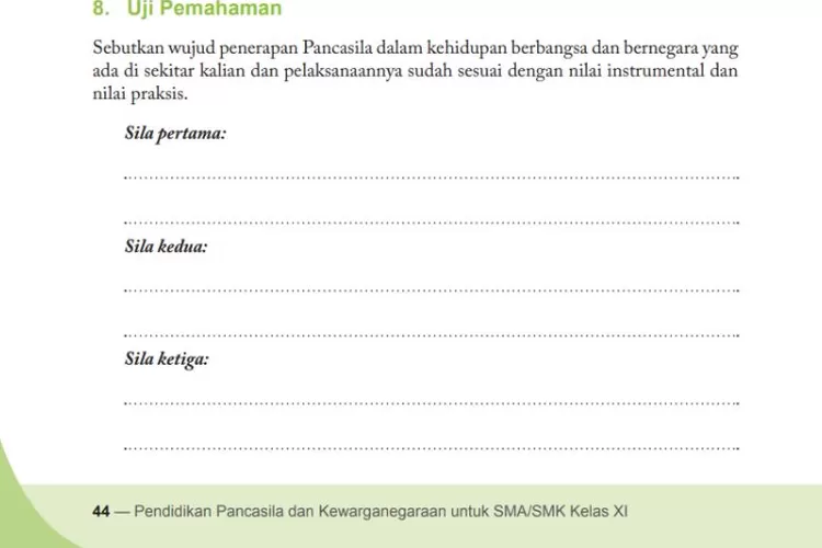 Kunci Jawaban Pkn Kelas 11 Bab 1 Unit 2 Halaman 44 45 Kurikulum Merdeka Uji Pemahaman Smol Id 2174