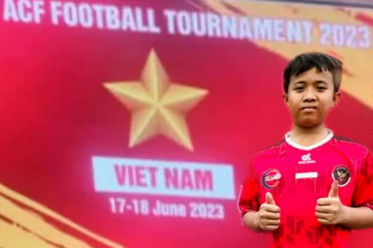 Muhammad Aras Alfarizi usai pertadingan sepakbola pada ajang ACF Football Tournament 2023 di Vietnam